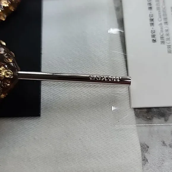COACH Signature Heart Lollipop Drop Earrings NWT - Picture 9 of 10